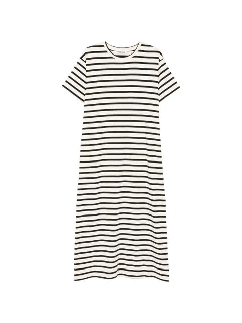 Jil Sander striped short sleeve dress - Neutrals - zdjęcie produktu nr 1