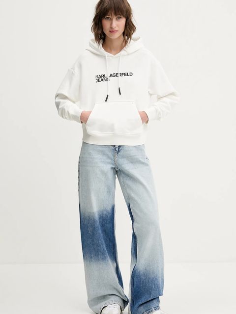 Karl Lagerfeld Jeans bluza damska kolor biały z kapturem z nadrukiem A2W20053 - zdjęcie produktu nr 2