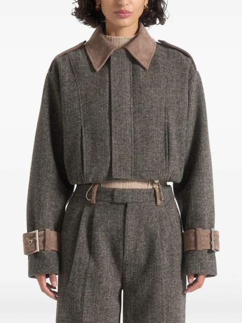 Manière De Voir Galia herringbone suede jacket - Grey - zdjęcie produktu nr 1