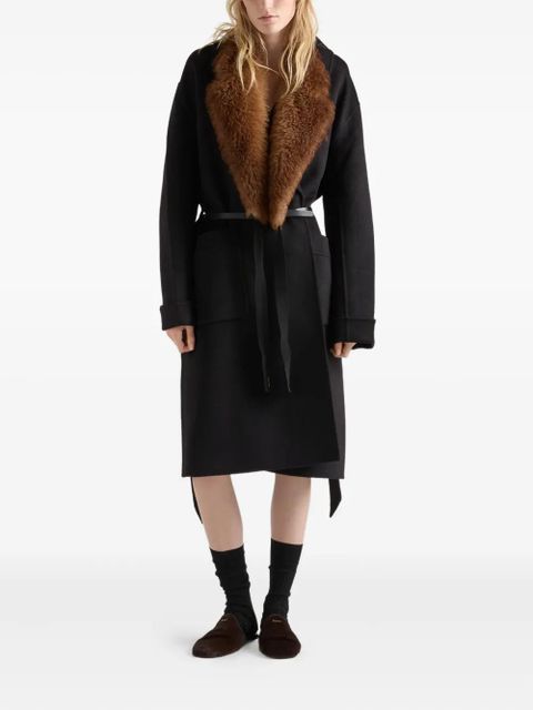 Prada shawl-lapels belted coat - Black - zdjęcie produktu nr 2