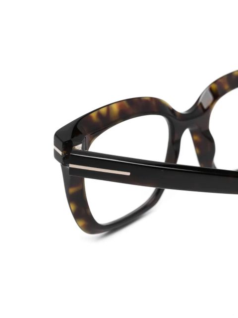TOM FORD Eyewear side logo-plaque detail glasses - Brown