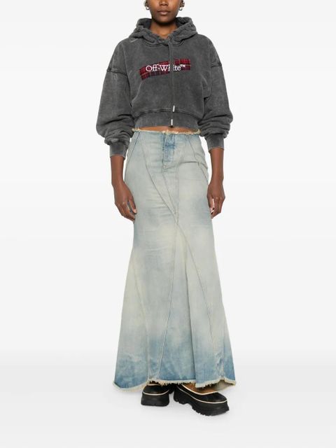 Off-White frayed panelled skirt - Blue