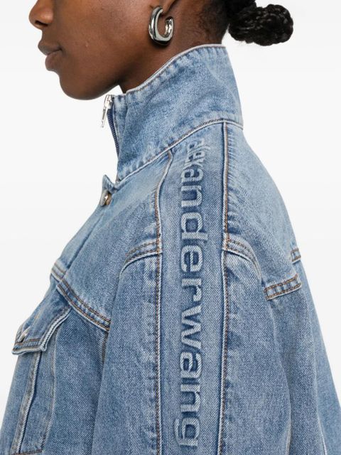 Alexander Wang logo-embossed denim jacket - Blue