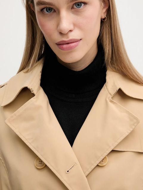Joop! płaszcz damski kolor beżowy przejściowy dwurzędowy 30044769 10017375