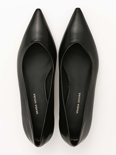 Vanda Novak czółenka skórzane Diana kolor czarny na niskim obcasie