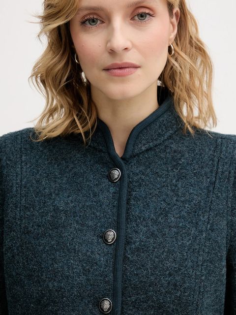 Hoss Intropia kurtka wełniana kolor turkusowy przejściowa 5432677