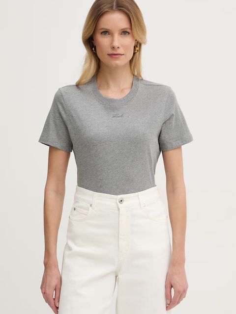 Karl Lagerfeld t-shirt basic damski bawełniany - zdjęcie produktu nr 2