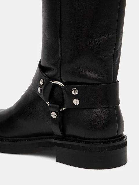 Answear.LAB kozaki skórzane damskie kolor czarny na słupku