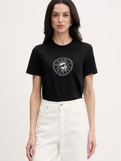 Karl Lagerfeld t-shirt damski bawełniany IKON - zdjęcie produktu nr 2