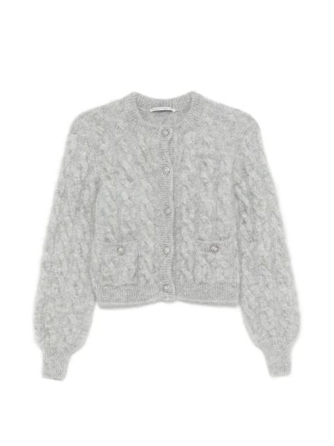 Alessandra Rich cable-knit cardigan - Grey - zdjęcie produktu nr 1