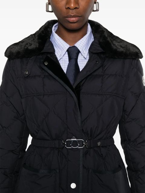 Moncler quilted belted jacket - Blue