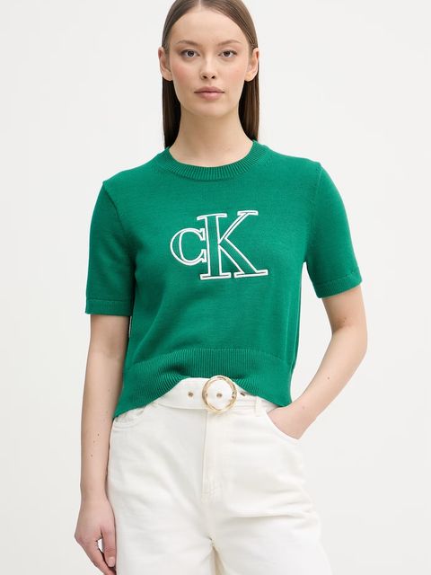 Calvin Klein Jeans T-shirt swetrowy damski bawełniany - zdjęcie produktu nr 1