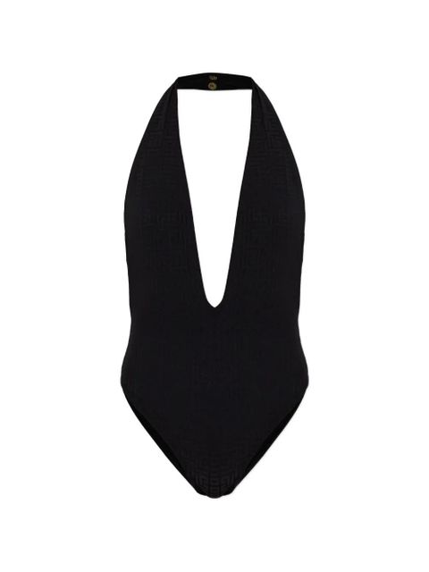 Balmain monogram-jacquard halterneck swimsuit - Black - zdjęcie produktu nr 1
