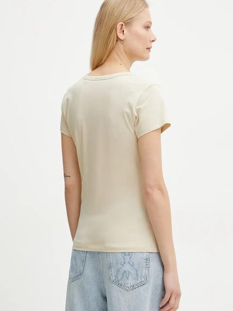 BOSS Orange t-shirt bawełniany damski kolor beżowy 50540432