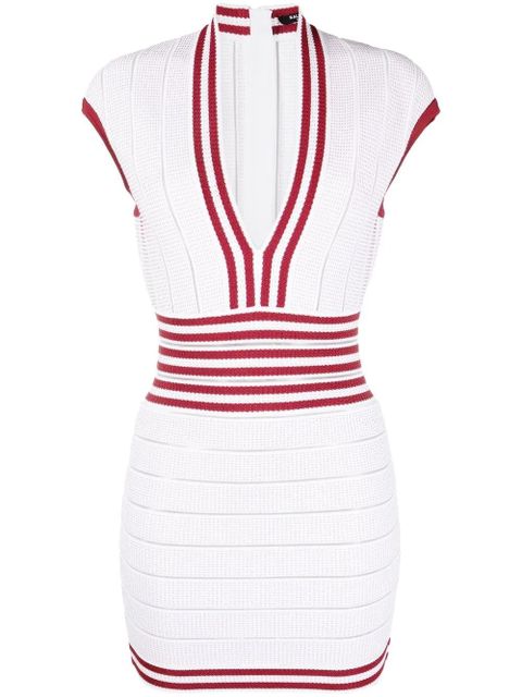 Balmain ribbed-knit bodycon dress - White - zdjęcie produktu nr 1