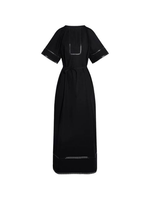 Yves Salomon short-sleeve leather-detail maxi dress - Black - zdjęcie produktu nr 1