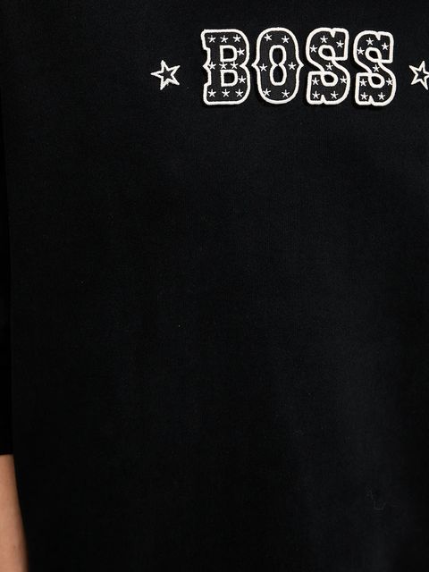 BOSS Orange bluza bawełniana damska kolor czarny z aplikacją 50546961