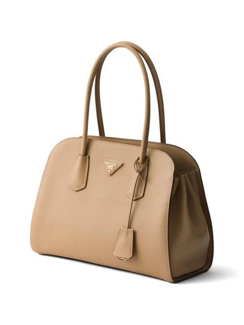 Prada medium leather tote bag - Neutrals