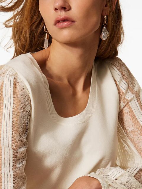 TWINSET lace-sleeves blouse - Neutrals