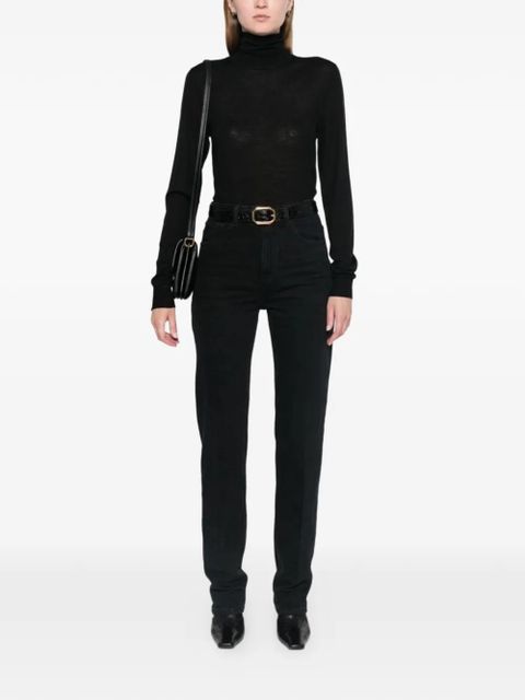 Saint Laurent logo-patch straight jeans - Black - zdjęcie produktu nr 2