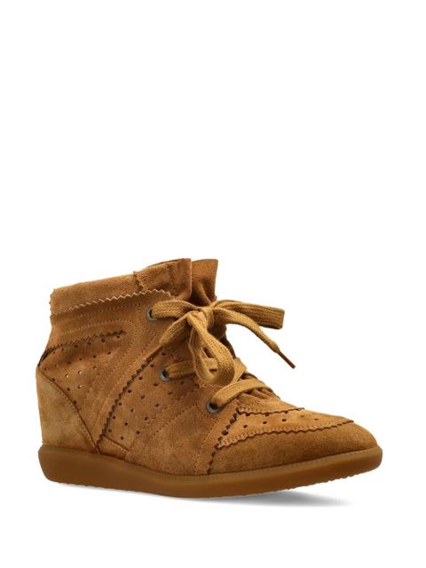ISABEL MARANT perforated wedge ankle boots - Brown