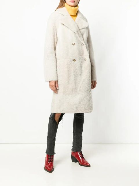 Yves Salomon oversized shearling coat - White
