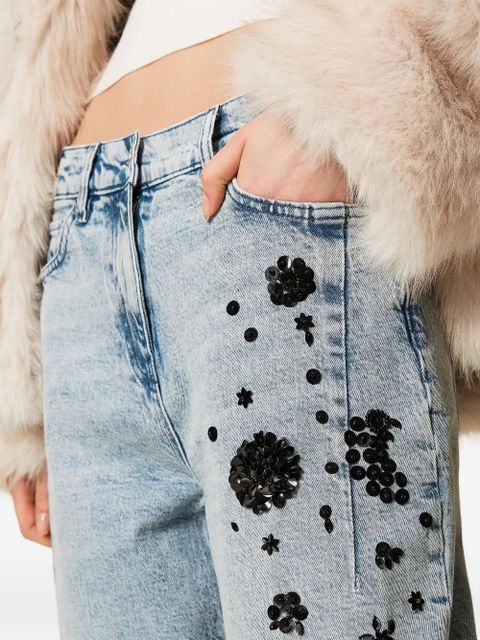 TWINSET sequin-embellished denim jeans - Blue