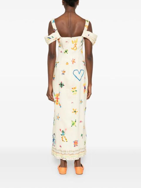 ALEMAIS Sidi square-neck midi dress - Yellow