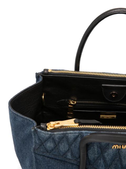 Miu Miu quilted-panel tote bag - Blue - zdjęcie produktu nr 2