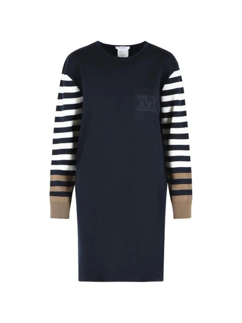 Max Mara stripeds-sleeves pocket wool sweater dress - Blue - zdjęcie produktu nr 1