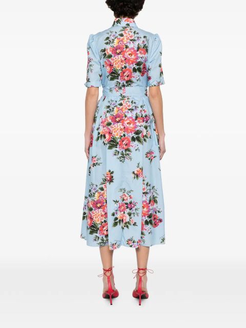 Dolce & Gabbana floral-print belted midi dress - Blue
