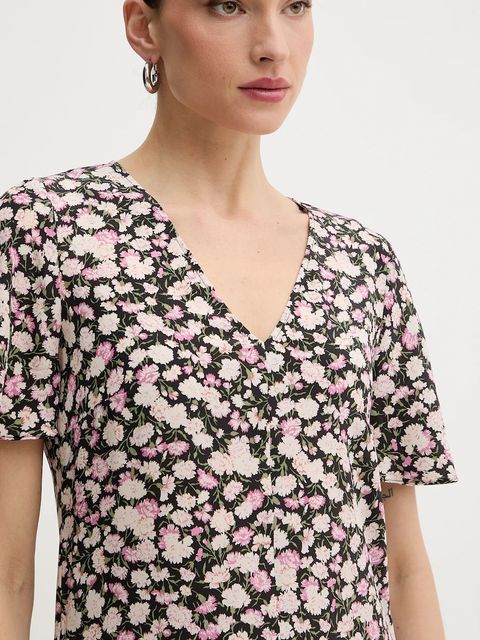 Weekend Max Mara sukienka jedwabna PAGINE kolor czarny maxi rozkloszowana 2615221081600