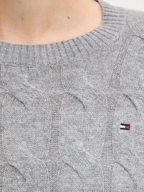 Tommy Hilfiger sweter wełniany damski kolor bordowy lekki WW0WW43586