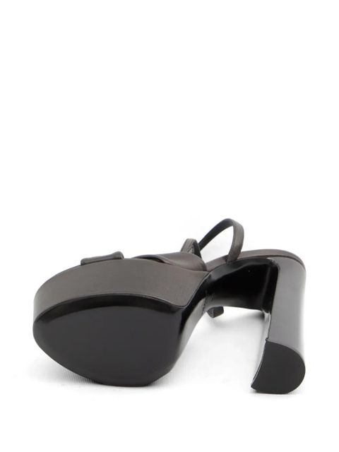 Saint Laurent Franciane crossed-strap platform sandals - Brown