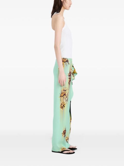 Proenza Schouler Cella ruffled printed maxi skirt - Green