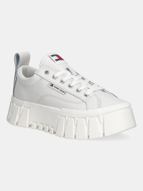 Tommy Jeans sneakersy skórzane TJW VULC FLATFORM LEATHER damskie kolor biały EN0EN03008 - zdjęcie produktu nr 1