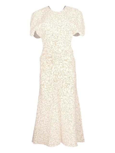 Victoria Beckham gathered floral-print midi dress - White - zdjęcie produktu nr 1