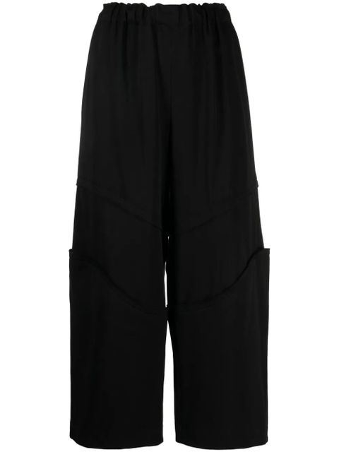 Comme Des Garçons elasticated-waist cropped wool trousers - Black - zdjęcie produktu nr 1