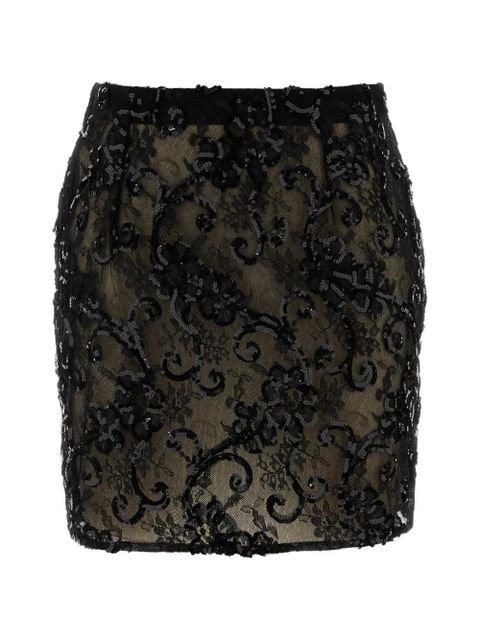 Alessandra Rich lace detail mini skirt - Black - zdjęcie produktu nr 1