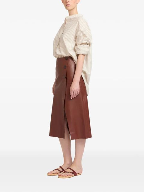 Yves Salomon buttoned leather wrap skirt - Brown - zdjęcie produktu nr 2