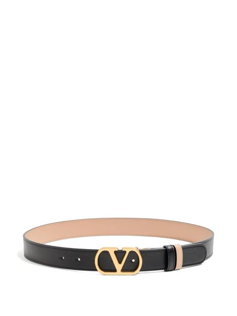 Valentino Garavani VLogo Signature reversible shiny calfskin belt - 30mm / 1.2 in. - Black - zdjęcie produktu nr 1