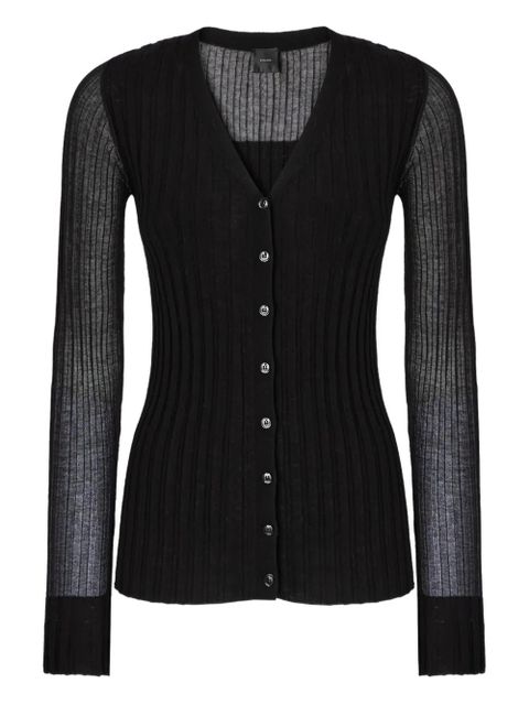 PINKO ribbed sheer-panel cardigan - Black - zdjęcie produktu nr 1