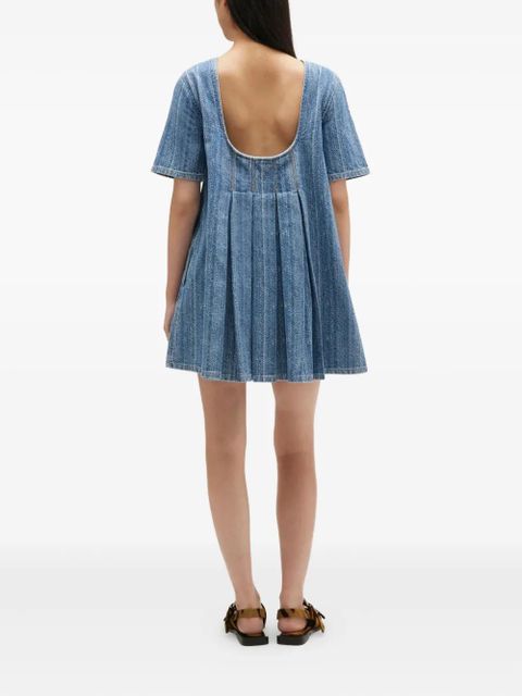 GANNI pleated denim dress - Blue