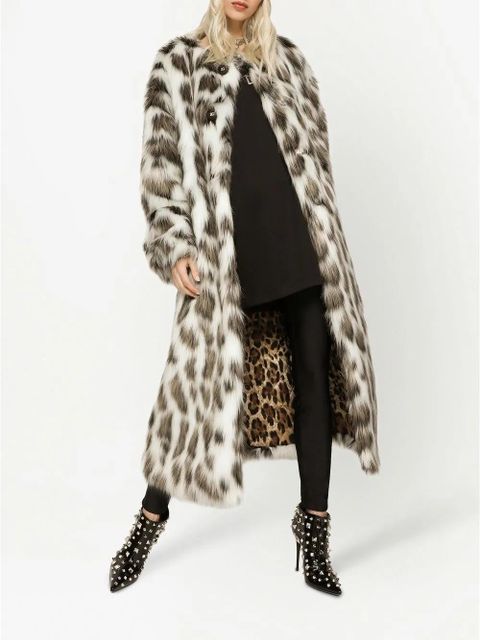 Dolce & Gabbana leopard-print faux-fur coat - White - zdjęcie produktu nr 2