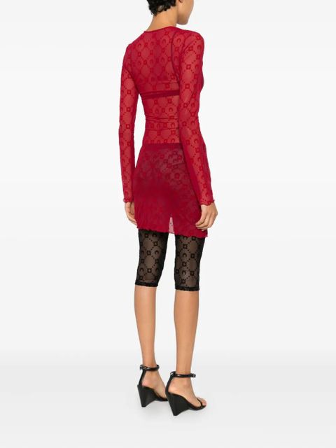Marine Serre moonogram long-sleeve mini dress - Red