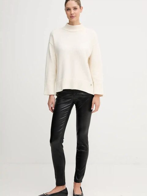 Gaudi spodnie damskie kolor czarny dopasowane high waist 521BD25018