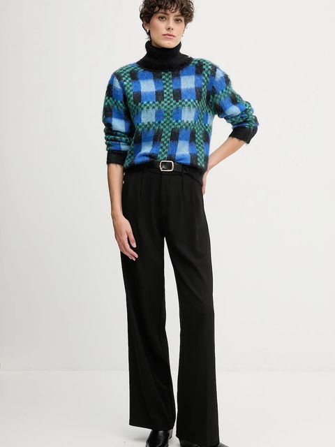 Sandro Ferrone sweter z dodatkiem wełny damski kolor niebieski z golfem S87YBFGAVA - zdjęcie produktu nr 2