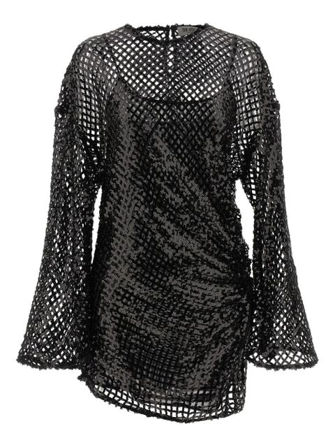 The Attico sequinned-mesh mini dress - Black - zdjęcie produktu nr 1