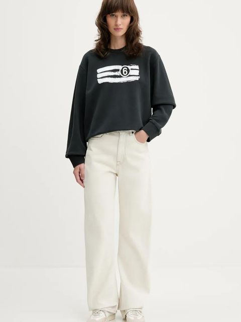 MM6 Maison Margiela bluza bawełniana damska kolor czarny z nadrukiem S62GU0139 - zdjęcie produktu nr 2