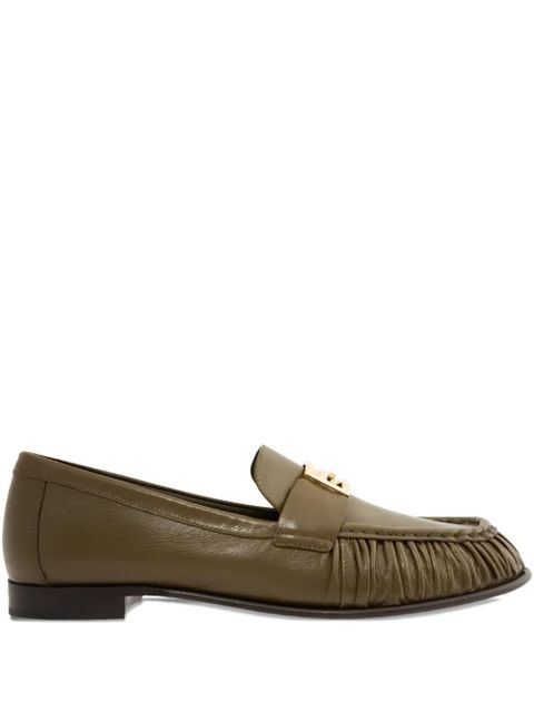 FENDI FF Baguette buckle ruched loafers - Green